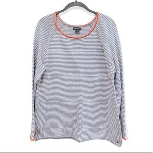 Rolled hem Eddie Bauer Womens Striped Crewneck Sweater